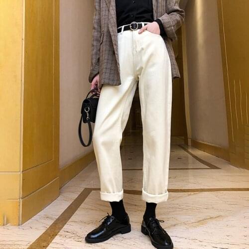 2020 Korean new Harem jeans woman High Waist pants for women plus size loose fashion Pockets jeans ladies denim jean femme