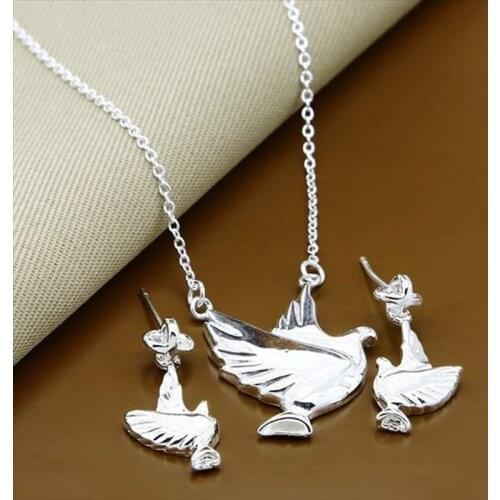 New Style 925 Sterling Silver Necklace Earrings WomenS Charm Fashion Jewelry Necklace Jewelry Set Earrings