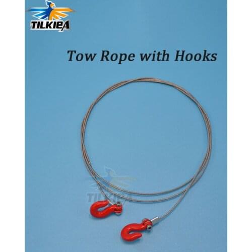 1/10 RC Rock Crawler Accessories Steel Tow Rope with Hooks For SCX10 Wraith Axial D90