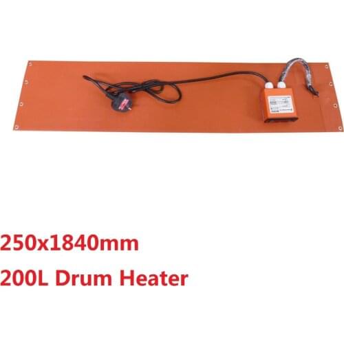 220v 2000w 250*1840*1.5mm Silicone Oil Drum Heater Digital Thermostat on Wire 2000mm Lead Wire