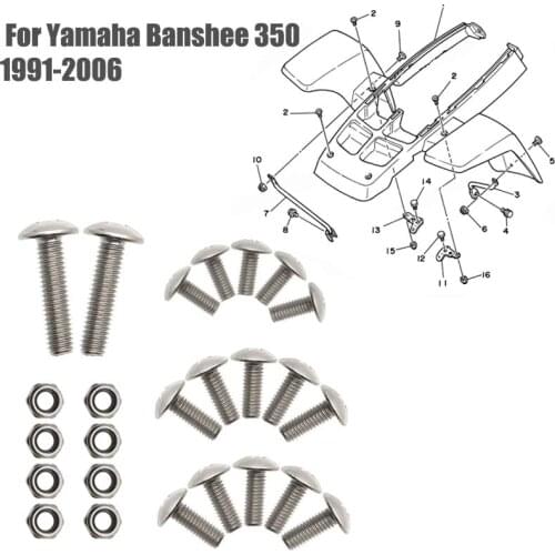 25 piece fender plastic bolts repair screws mount kit Stainless Steel For Yamaha Banshee 350 YFZ350 1987-2006 Heel Guards Screws