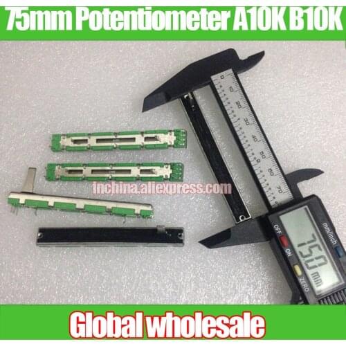 5pcs 75mm Dual Straight Slide Potentiometer A10K B10K / Dual Channel Slide Mixer Fader for Yamaha behringer Soundcraft