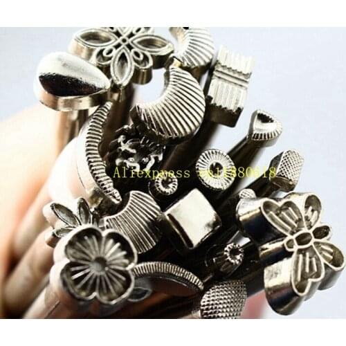 50sets/lot (20pcs/set) Alloy Leather Tools DIY Leather Working Saddle Making Tools Set Carving Leather Craft Stamps Set Craft