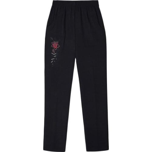 Trending Products Women pants large size Add wool winter long pants embroidered casual trousers high quality Warm pants 1464