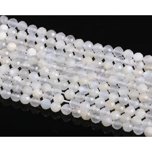 Natural Stone Beads Small Beads White moon stone 2,3 mm Section Loose Beads for Jewelry Making Necklace DIY Bracelet (38cm)