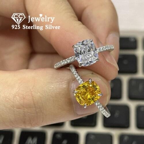 CC 925 Silver Rings Cubic Zirconia Citrine Pink Crystal Proposal Engagement Ring Womens Wedding Bridal Fashion Jewelry CC1659