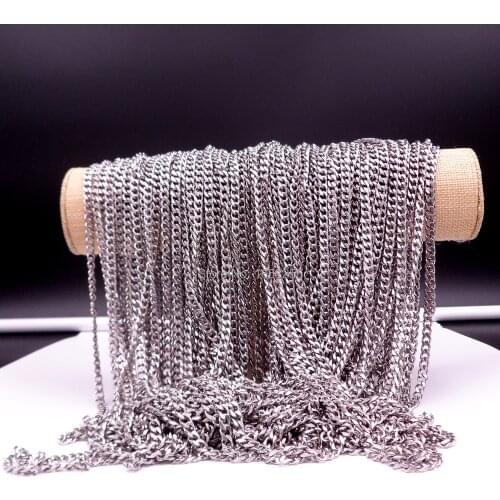 Wholesale 10 Meter High Quality Stainless Steel Smooth Curb Link Chain Jewelry Finding /Marking Chain DIY Necklace