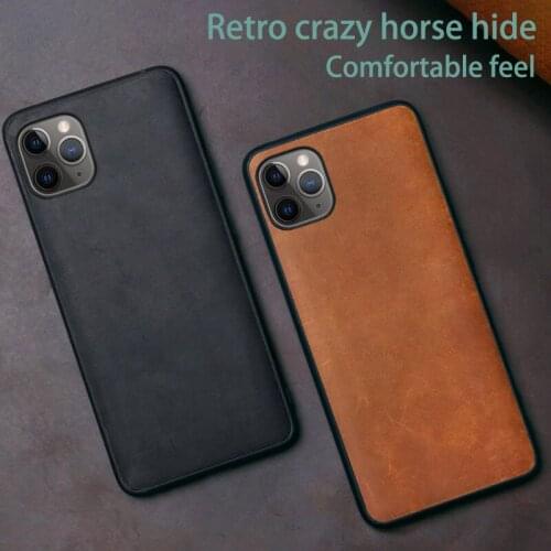 Genuine Leather Phone Case For iPhone 11 Pro Case For Apple X XS Max XR 9 8 7 6 6S Plus Cowhide Retro Crazy Horse Skin Cover