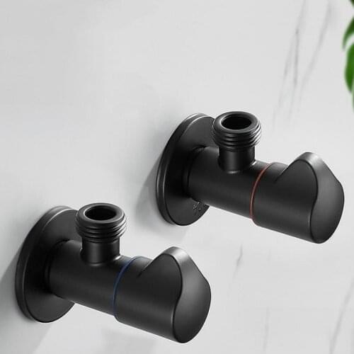 Black Bathroom Angle Valve Kictchen Water Control Filling Valve Faucets Cold Hot Mixer Tap Accessories Standard G1/2 304 Stell