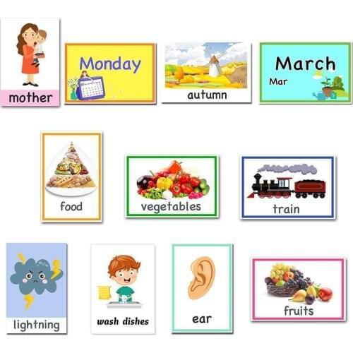 Baby 28Pcs Learning French Alphabet ABC Word Flash Cards For Children Early Education Montessori Memory Games Words Pocket Card