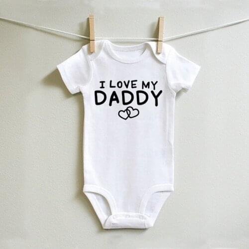 2021 I Love My Daddy Newborn Baby Bodysuit Summer Cotton Baby Gift Baby Grow Body Suit Boys Girls Onesies Rompers Baby Outfits