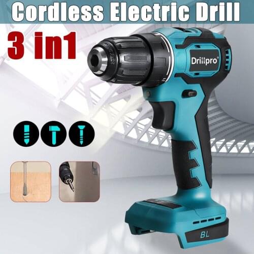 18V 90N.m Electric Cordless Brushless Impact Drill Rechargable DIY Power Tool Hammer Drill Screwdriver Wrench For Makita Battery
