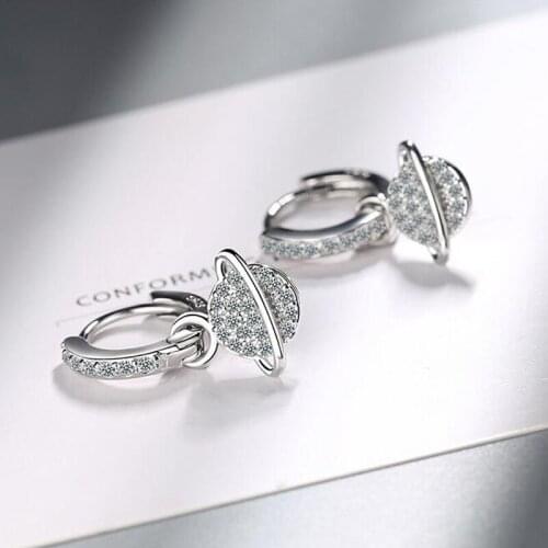 Exquisite quality Planet Geometric Zircon Drop Earrings for Women Wedding Fashion Simple Ear Jewelry Party Gifts
