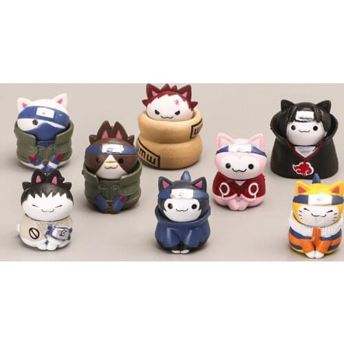 Kawaii Cat Neko Naruto Sasuke Sakura Kakashi Garra Itachi Doll Toys Model Anime Favorites Collect Figures Ornaments for Kids