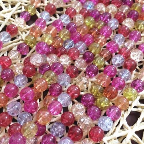 Classical frizzling crystal multicolor glass 6mm 8mm 10mm round loose beads rainbow stone diy women jewelry finding 15inch LR139