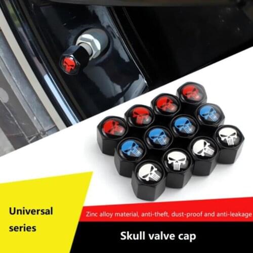 4Pcs/set Creative Skull Design Car Tire Valve Cap Universal Ghost Head Anti-theft Tire Cap Car Air Valve Stem Caps Accessories