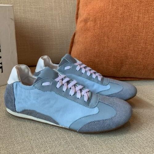 Spring Women Sneakers Fashion Ladies Lace Up Shoes Female Chuncky Solid Colors Casual Blue Flats Sneakers Vulcanize Shoes
