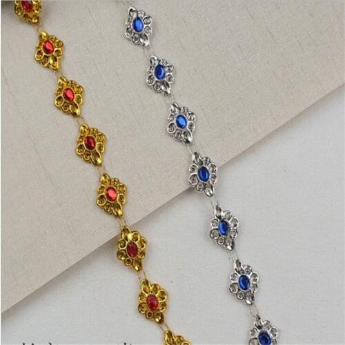 4.5meters Gold Silver Rhinestones Tape Motifs Ribbon DIY Crystal Rhinestones Trimming Chain Sewing Accessories
