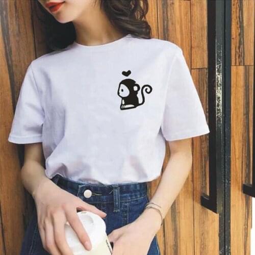 Summer Casual Tshirt Funny Monkey T Shirt Women Tops Child Adult Animal Heart Love Chimp Zoo Tee Shirt Femme Camiseta Mujer