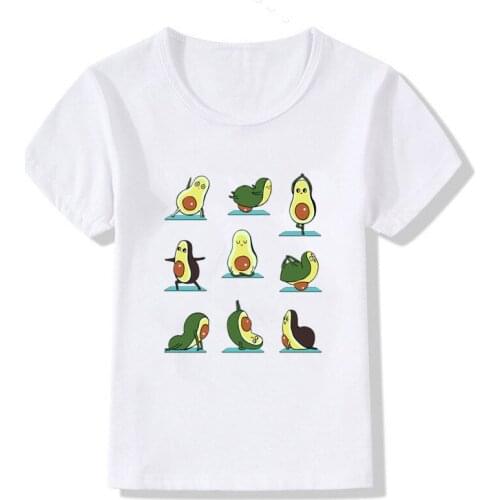 Little Girl Boy Avocado Print Funny Cartoon T-shirt 2021 Chlidren Summer Funny Cartoon T Shirt,11 Colours,Drop Ship