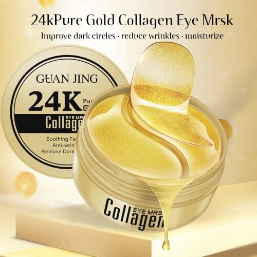 60 pcs 24K Pure Gold Collagen Crystal Eye Mask Anti Aging Anti Puffiness Wrinkles Fine Lines Remove Dark Circles Under Eyes