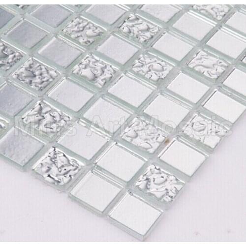 Pure silver glass mosaic for kitchen backsplash 20x20mm white mosaic A5W03-HW04-20-4