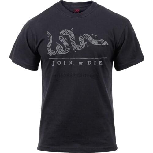 Men Black T-Shirt Military Join Or Die Revolutionary War Rothco 61580 fashion t shirt Hip Hop Tee ShirtNEW ARRIVAL tees