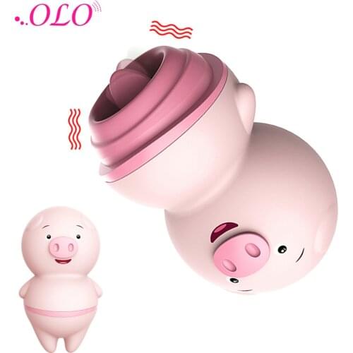 OLO 6 Modes Cute Pig Tongue Licking Vibrator Clitoris Stimulator Nipple Massager Sex Toys for Woman Female Masturbator