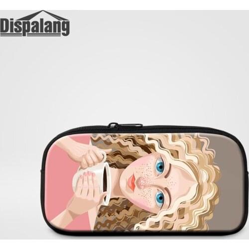 Custom School Stationery Zipper Pencil Case For Girls Gifts Women Small Travel Cosmetic Bag Cartoon Print Lady Cute Makeup Pouch