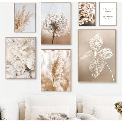 Plants Landscape Canvas Painting Reed Wall Art Print Peony Flowers Dandelion Poster Nordic Wall Pictures For Living Room Decor