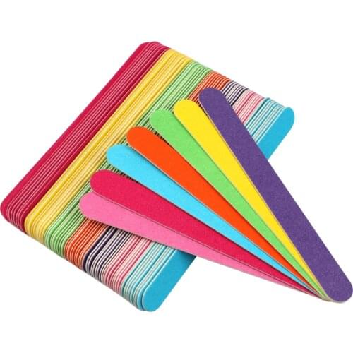 20Pcs/Lot Wooden Nail File 180/240 Colorful Sandpaper Buffer Block Pedicure Manicure Polishing Tools Professional Nail Files