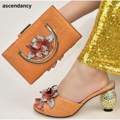 Latest Design Shoes and Bag for Party Wedding Plus Size Women Shoes 43 Women Italian Shoes with Matching Bag Slip on Party Pumps