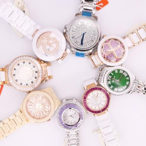 SALE!!! Discount Davena Ceramic Crystal Rhinestones Lady Mens Womens Watch Japan Mov't Hours Metal Bracelet Girls Gift No Box