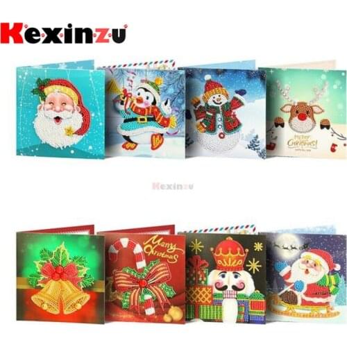 Christmas Greetings Card Gift 5D Diy Partial Round Stone Bead Diamond Painting Mosaic kit 3D Diamant Embroidery Cross Stitch