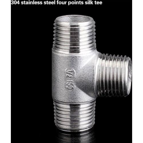 SS304 Stainless Steel male Threaded 3 Way Tee T Pipe Fitting 1/4" 3/8" 1/2" 3/4" 1" BSP Threaded
