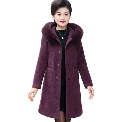 Spring autumn mink velvet coat female overcoats thickened medium long loose hooded winter plus size woolen parka coats