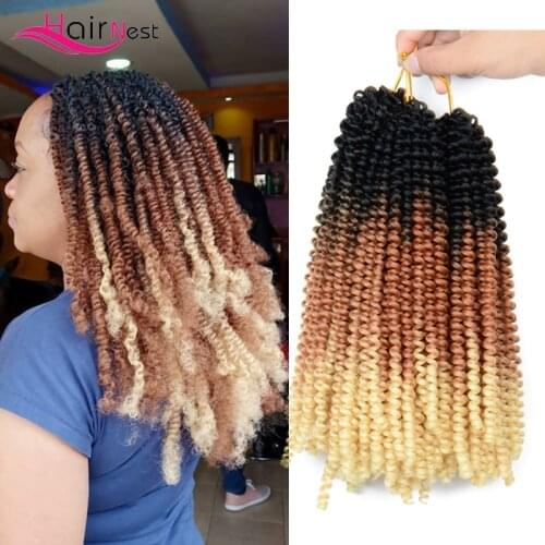 Hair Nest 10 Inch Spring Twist Crochet Hair Extensions Crochet Braids Passion Spring Twist Synthetic Braiding Hair Ombre Red