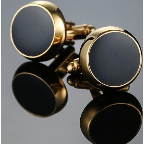 Mens Cufflinks new high quality fashion jewelry gold round Cufflinks mens business suit pin gifts wholesale & retail