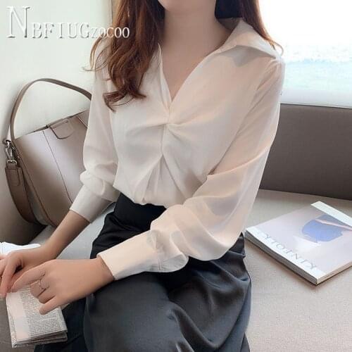 2020 Spring Summer Korean Women Chiffon Blouse Retro Long Sleeve Female Blouses