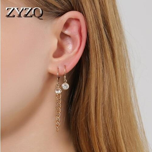 ZYZQ ins Korean B Letter Drop Earrings For Women Simple Long Chain Earrings Three-piece Set 2021 New Jewelry Accessories