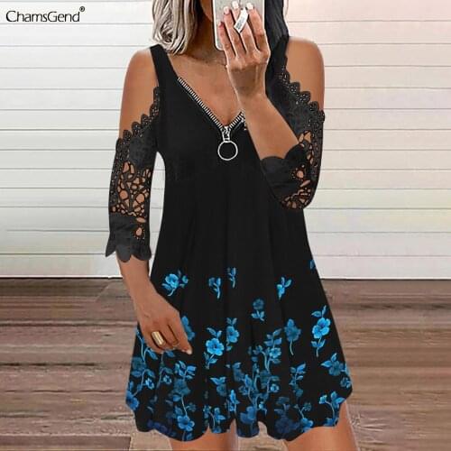 Summer V Neck Floral Print Party Dress Women Vintage Short Sleeve Mini Dress Casual Loose A-line Dress Streetwear Vestidos Mujer