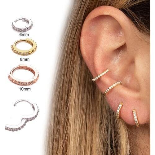 1Pcs 6mm/8mm/10mm Cartilage Earrings Ear Buckle for Women Simple Boho Classic Small Earrings Stud Thin Hoops Gift