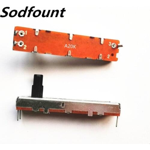 1pcs 45MM long stroke 30MM single channel 3-pin straight sliding potentiometer A20K amplifier audio mixer resistance A203