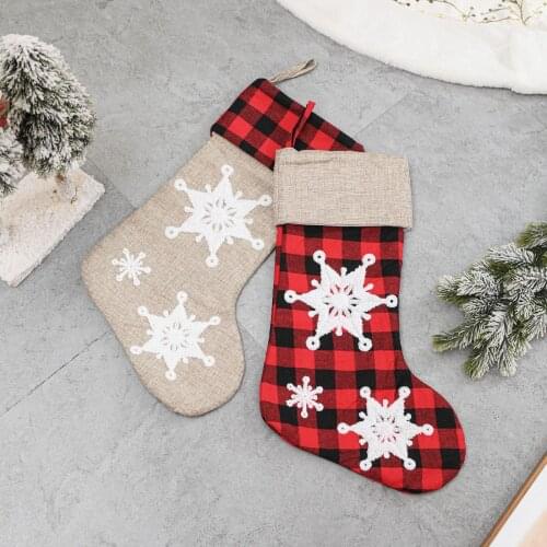 22inch Christmas Stockings Fabric Santa Claus Sock Gift Kids Candy Bag Pocket Xmas Decoration For Christmas Tree Ornaments