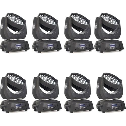 8pcs/lot DMX512 36*18W RGBWAUV 6 IN1 Moving Head Light 36pcs x 18W zoom wash LED