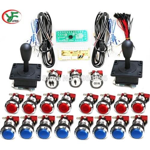 Arcade Game DIY For Happ style Joystick CHROME Plated illuminated Push Button 1P 2P CION Button Switch USB To PC Raspberry pi