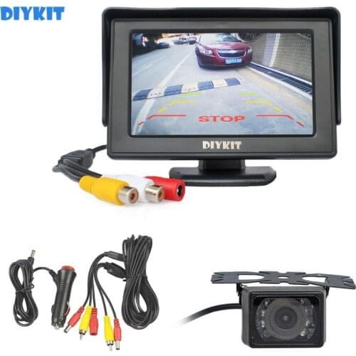 DIYKIT Waterproof 4.3" Color TFT LCD Car Monitor IR Night Vision HD Rear View Car Camera Parking Assistance System