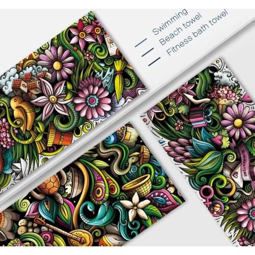 Microfiber Printed Bath Towels Drying Quicky-Dry Microfiber Towel Fashion Comfortable Hot Sale Forest Flowers Summer Beach Towel