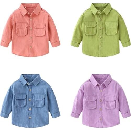 2-6Y Spring Autumn New Fashion Boy Shirts For Children Turn-down Collar Stripe Long Sleeve Thin Style Button Kids Coats