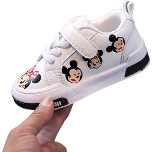 Disney children shoes Mickey Mouse Minnie boy and girl baby casual soft-soled toddler winter plus velvet sneakers for kids